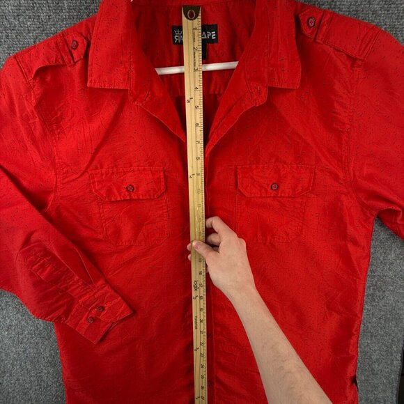 Red Ape Urban Wear Red Black Splatter Button Up Long Sleeve Shirt Men 2XL Adult - Picture 3 of 16